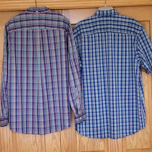 Lot of 2 Duluth Trading Co. Plaid Button Down Cotton Shirts Long & Short Sleeve - Picture 3 of 11